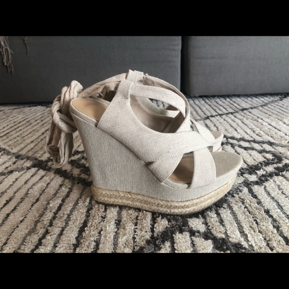 JustFab Shoes - NWOT Just Fab tie up wedges in size 6 1/2